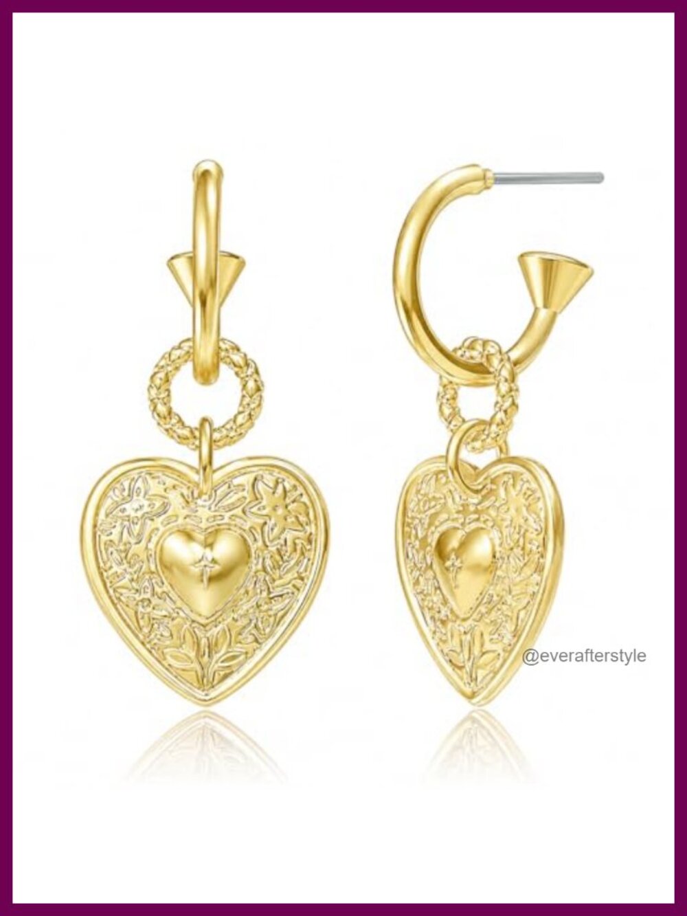 14K Gold Plated Heart Earrings Hypoallergenic Half Hoop Drop for Women